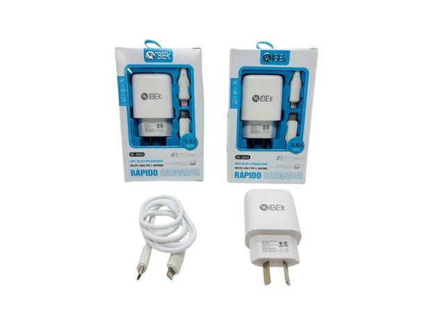 &uu CARGADOR CELULAR TIPO IPHONE 5,8A DESMONTABLE IBEK IB5804